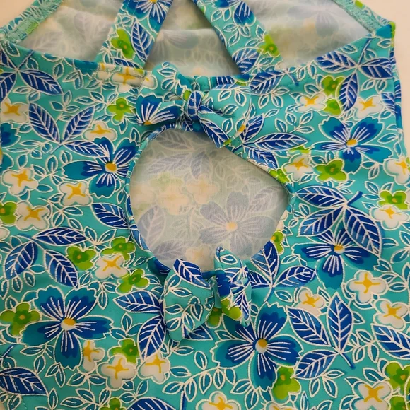 Tangerine One piece flower print swim suit 18 mo